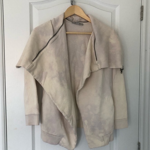 ALL saints open sweater with zip shawl beige tie dye - Picture 6 of 12